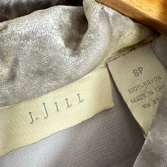 J.JILL crushed Velvet Tunic Blazer Womans Petite Small Silver‎ Pewter - Picture 6 of 10